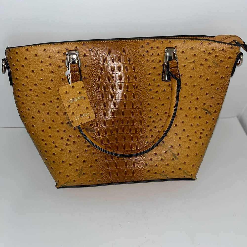 Le Miel handbag set with an ostrich and crocodile-embossed pattern